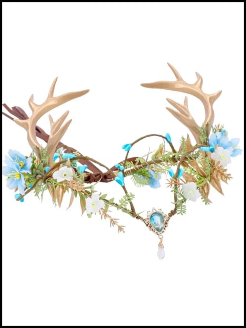 Handmade Fairy Antler Crown with Deer Horns - Woodland Elf Cosplay Headpiece